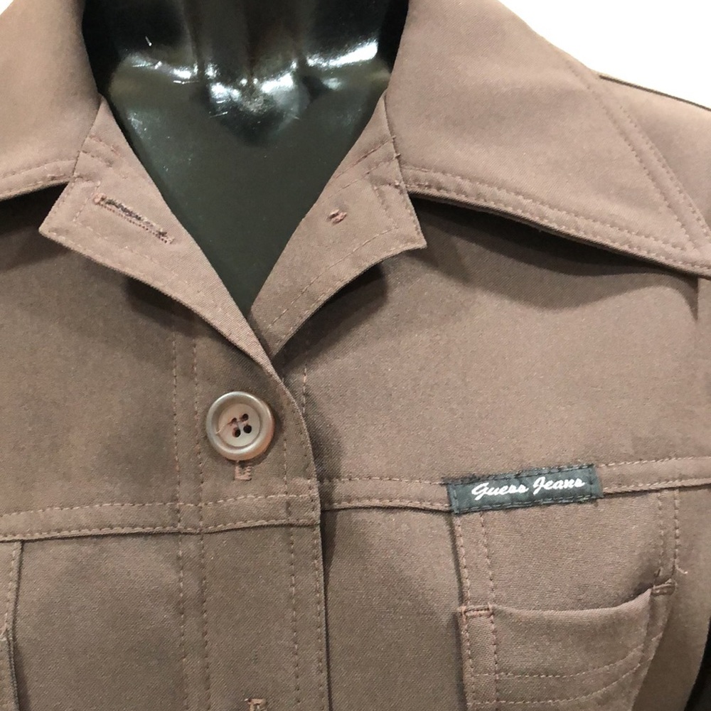 GUESS Jacket woman’s small brown button down form fitting blazer - Picture 3 of 6
